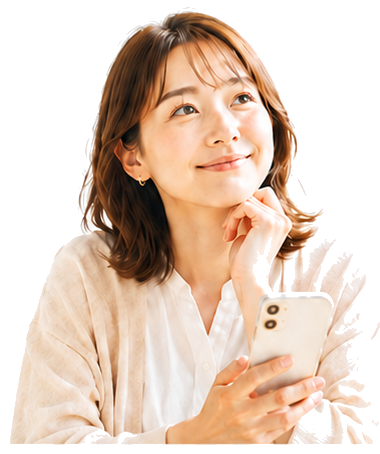 スマホを持って考えているママ